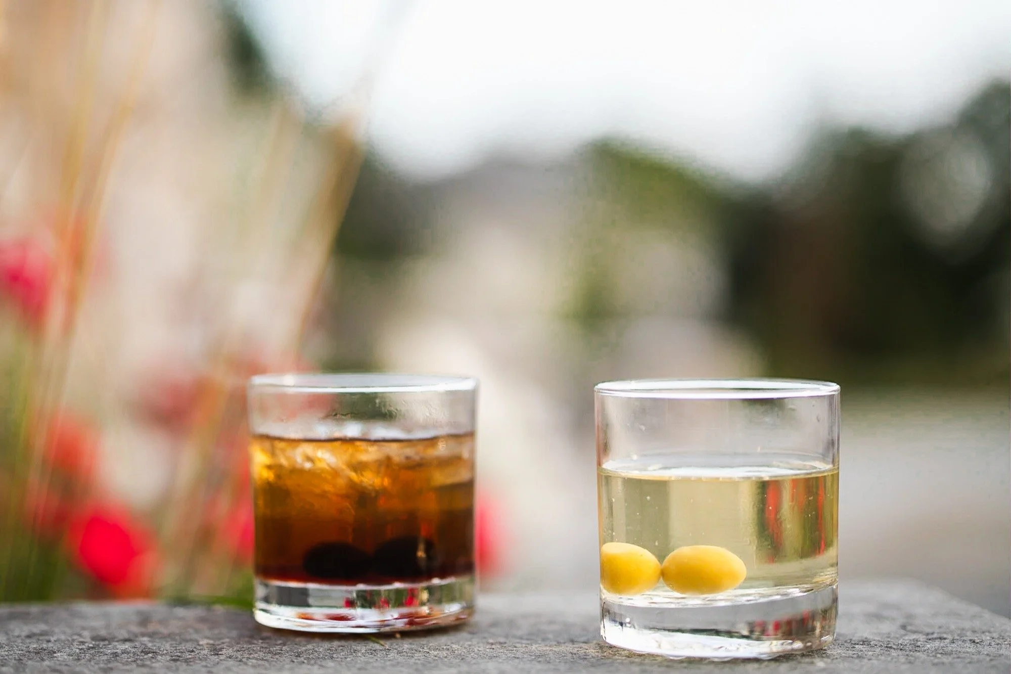 Signature wedding cocktails prepared for a Berkshire wedding bar service